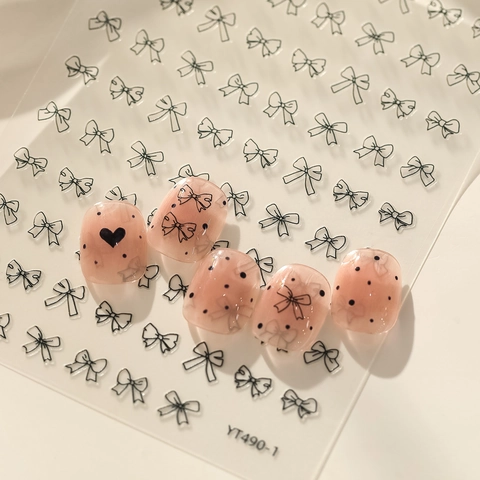 Süße Schleife Herz Punkt Nagelaufkleber Selbstklebend Transparent Dünn Maniküre Decals Für Damen DIY Nageldekoration