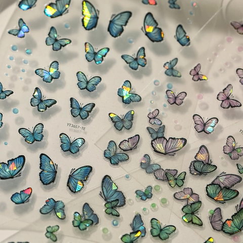 Holographic Butterfly Nail Art Stickers Laser Shell Light Self-Adhesive Decals For Women DIY Nail Decoration Manicure