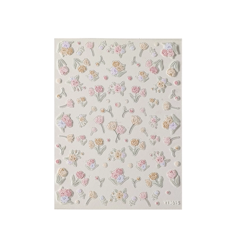 Embossed Bronzing Nail Art Stickers 5D Relief Flower Butterfly Tulip Designs Self Adhesive Nail Decals For DIY Manicure Decoration
