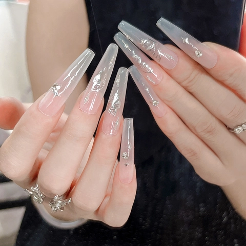 Silber Metallic Flüssig Schmetterling Nagelkunst Aufkleber 3D Schmetterling Sterne Design Für Damen DIY Maniküre Dekoration