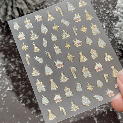 3D Geprägte Weihnachts Nagelaufkleber Gold Bronzieren Festliche Weihnachtsbaum Schneemann Selbstklebende Dekorative Nagelsticker