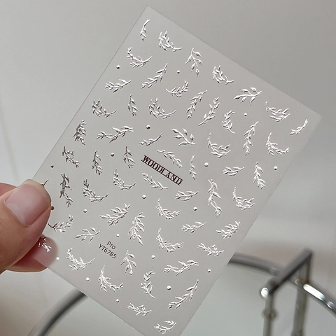3D-Relief Gold Silber Blatt Nagelkunst Aufkleber Metallische Botanische Zweig Decals Für Damen Maniküre Dekoration Zubehör