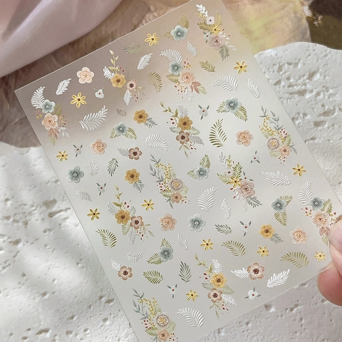 Vintage 5D Geprägte Blumen Nagelaufkleber Retro Französisch Floral Relief Nagelsticker Für Damen DIY Maniküre Dekoration