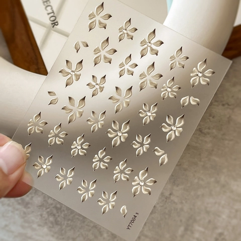 5D Embossed Floral Nail Art Stickers Vintage 3D Self Adhesive Flower Nail Decals With Rhinestones For Women DIY Manicure Decoration