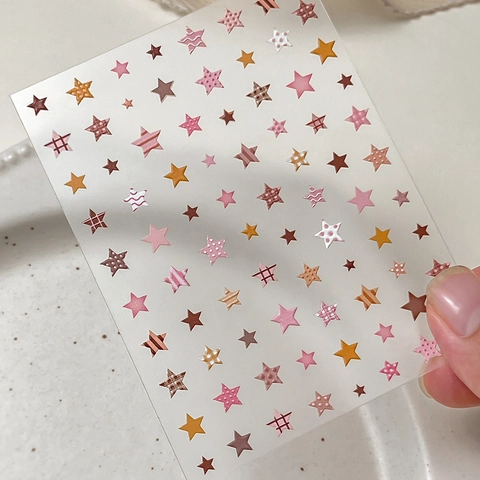 Embossed Star Nail Art Stickers 3D Multicolor Pentagram Decals Sweet Minimalist Fashion Decoration Sticker For Women Manicure Beauty