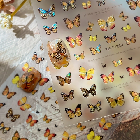 3D Relief Realistic Butterfly Nail Art Stickers Holographic Laser Self Adhesive Butterfly Decals For Women DIY Manicure
