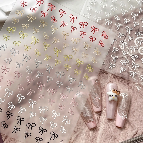 3D Embossed Bowknot Nail Art Stickers DIY Sweet Bow Adhesive Nail Decals For Women Manicure Decoration Multi-Color