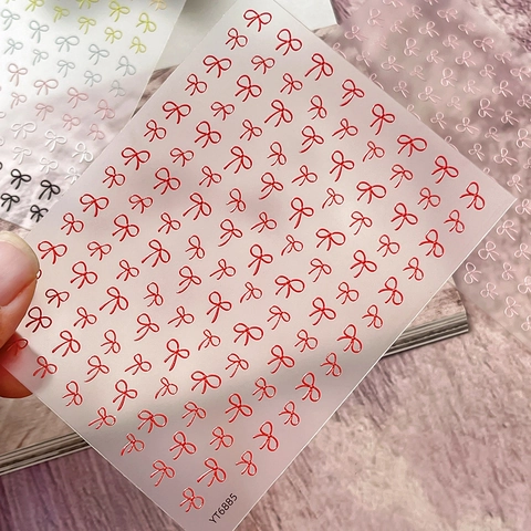 3D Embossed Bowknot Nail Art Stickers DIY Sweet Bow Adhesive Nail Decals For Women Manicure Decoration Multi-Color