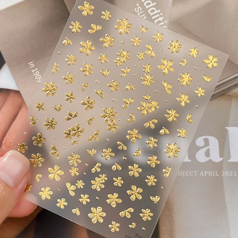 3D Reliëf Metaalachtig Goud Zilver Bloem Nagelkunst Stickers 3D Reliëf Floral Vlinder Nagel Decals Voor Vrouwen DIY Manicure Decoratie