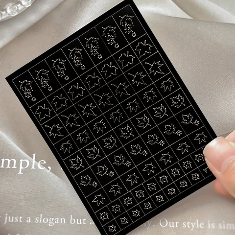 Herfst Esdoorn Ginkgo Blad 3D Reliëf Nagelstickers Eenvoudige DIY Zelfklevende Nagelstickers Voor Vrouwen Manicure Decoratie