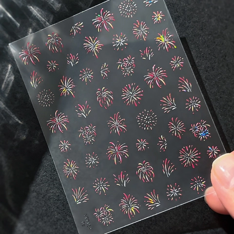 Holographische Feuerwerk Nagelkunst Aufkleber 3D Laser Glitzernde Schale Dekore Für Neujahr Party Damen DIY Maniküre Dekoration
