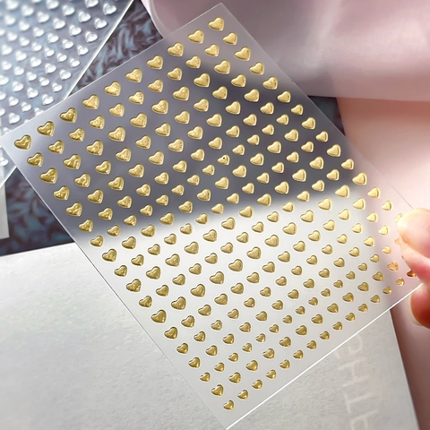 5D Relief Gold Silber Herz Nagelaufkleber Exquisite Vintage Metallische Geprägte Herz Maniküre Aufkleber DIY Nagel Dekor