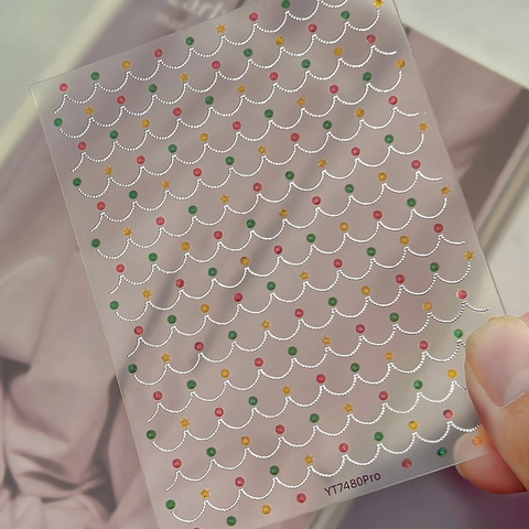 Christmas Nail Art Stickers Gold Silver Hot Stamping French Style Wave Lines Star Decorative Self Adhesive Nail Decals For Women Manicure