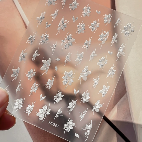 Adesivi per Unghie Floreali in Rilievo 5D PVC Eleganti Fiori e Farfalle per Manicure Fai da Te Decorazioni per Unghie