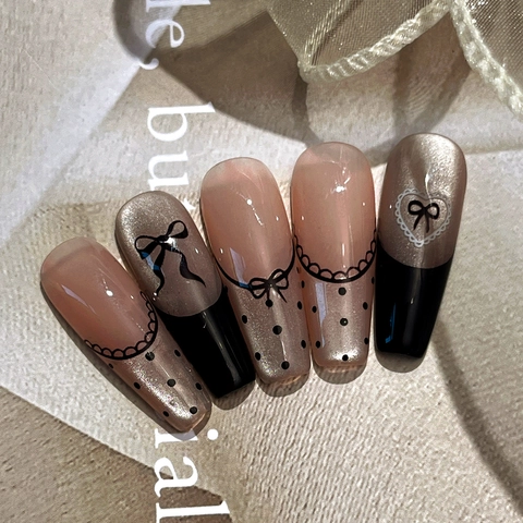 French Style Lace Nail Art Stickers Bowknot Heart Pattern Self Adhesive Manicure Decals For Women DIY Nail Decoration