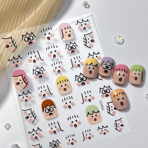 Cute 3D Embossed Cartoon Emoji Nail Art Stickers Colorful DIY Manicure Decoration For Women And Kids Fun Daily Styling