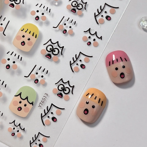 Cute 3D Embossed Cartoon Emoji Nail Art Stickers Colorful DIY Manicure Decoration For Women And Kids Fun Daily Styling