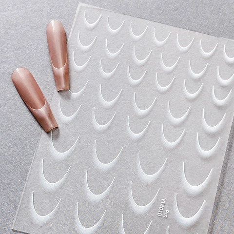 Witte Franse Manicure Glimlach Lijn Gids Stickers Halve Maan U-Vorm Nagelkunst Stickers DIY Manicure Tip Tool Voor Dames