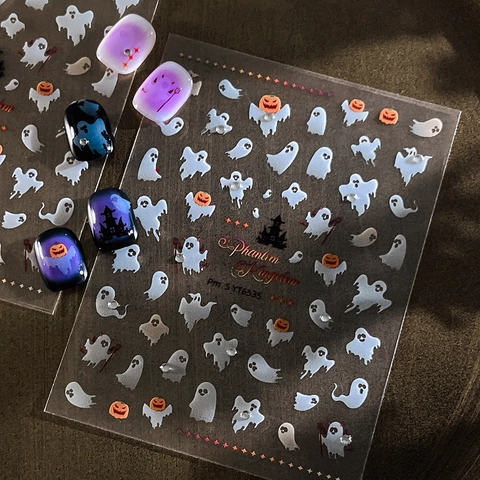 Halloween Ghost Pumpkin Nail Art Stickers Phantom Kingdom 3D Rhinestone Manicure Decals For Party DIY Decoration