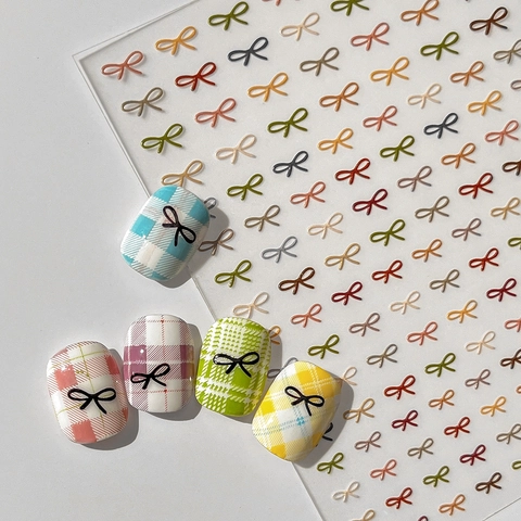 3D Relief Bowknot Nail Art Stickers Laser Gold Silver Black White Nail Decals Self Adhesive Manicure Decoration For Women
