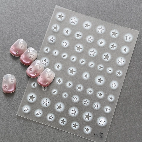 Yitu Pegatinas de Arte de Uñas con Patrón de Estrellas Calcomanías de Uñas Smudge Estrella Decoración de Manicura para Mujer