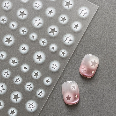 Yitu Pegatinas de Arte de Uñas con Patrón de Estrellas Calcomanías de Uñas Smudge Estrella Decoración de Manicura para Mujer