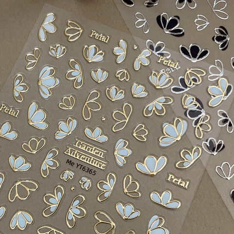 3D Embossed Metallic Flower Petal Nail Art Stickers Gold Silver Rose Gold Minimalist DIY Manicure Decoration For Women