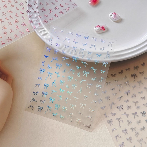Bow Nail Art Stickers Ultra Thin Self Adhesive Manicure Decals For Women DIY Nail Art Decoration Embossed Bowknot Designs