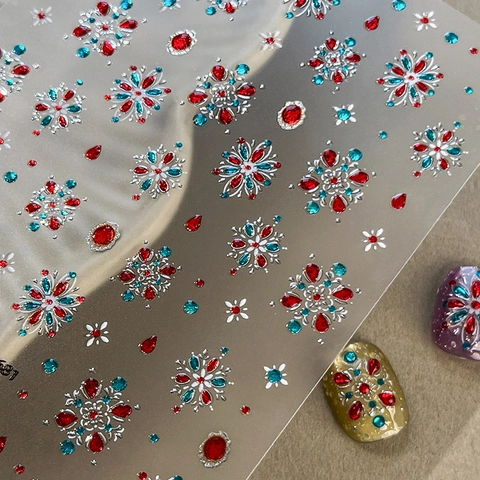 5D Relief Vintage Edelstein Nagelkunst Aufkleber Luxus Gold Silber Bronzierung Blumen Nagel Abziehbilder Retro Chinesischer Stil DIY Dekoration