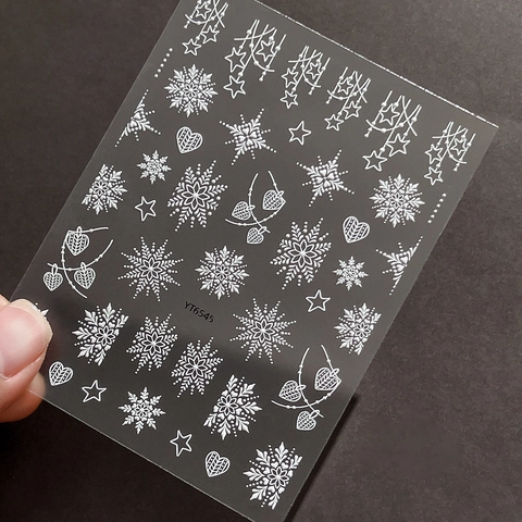 3D Geprägte Weihnachten Schneeflocke Nagel Aufkleber Weiß Winter Stern Herz DIY Nagel Kunst Decals Für Damen Deko