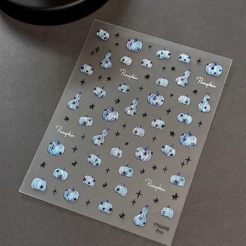 Kunststoff 5D Relief Halloween Kürbis Nagelsticker Gelee Muschelglanz Irisierend Stern Gothisch Maniküre Decals Für Damen