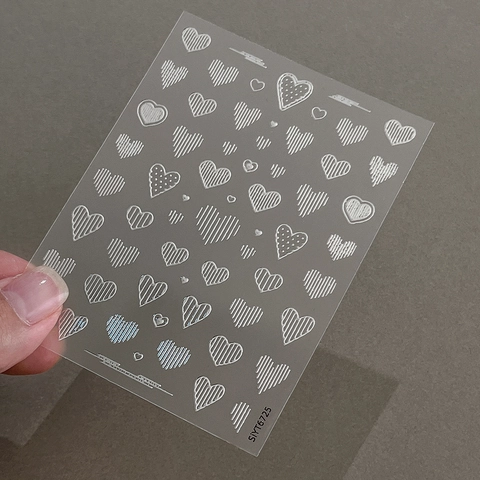 3D Embossed Heart Nail Art Stickers Minimalist Line Polka Dot Self Adhesive Gold Silver Black White Nail Decal For Women