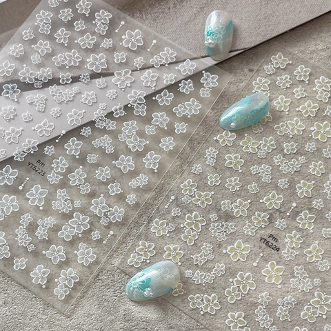 Minimalistische Zoete Bloemen Nail Art Stickers 3D Reliëf Bloem Elegante Manicure Decoratie DIY Schoonheidsaccessoires Dames