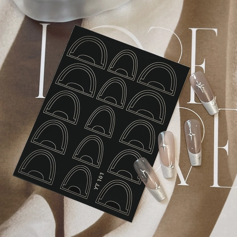 Adesivi per Nail Art Francese Minimalista Linee Geometriche Design Arco a U Decalcomanie Autoadesive per Unghie Donna Decorazione Manicure Fai-da-te