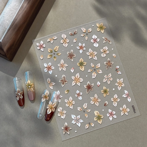 5D Relief Floral Nail Stickers 3D Self-Adhesive Flower Pattern Manicure Decals For Women DIY Nail Art Decoration Decor