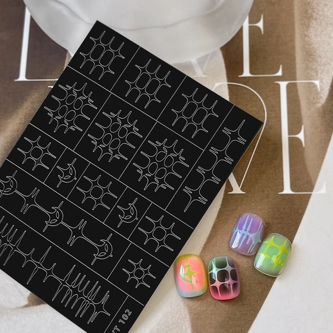 Abstract Lines Nail Art Stickers Tribal Geometric Pattern Adhesive Y2K Manicure Decals For Women DIY Nail Decoration