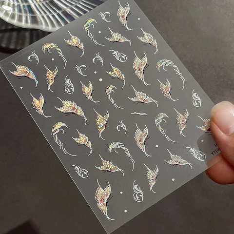 Lussuosi Adesivi per Unghie 5D a Rilievo con Farfalle Effetto Laser Olografico Aurora Decalcomanie Manicure Fai Da Te Elegante
