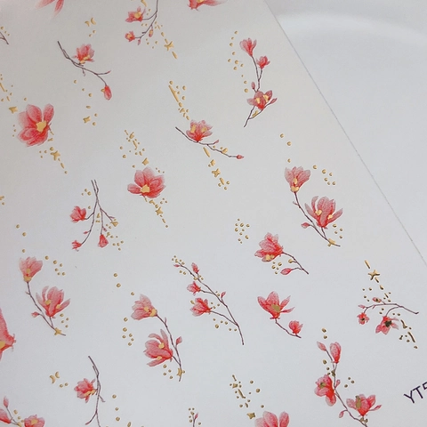Adesivi per Unghie a Forma di Fiore di Magnolia Oro Bronzato Stile Cinese Dolce Decalcomanie Floreali per Unghie per Donna