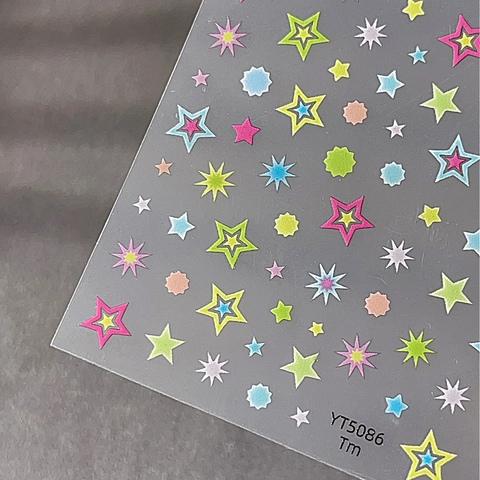 Adesivi per Unghie a Stella Colorati in PET Trasparente Stelle a Cinque Punte Decorazioni Unghie Fai da Te Donna YT5086