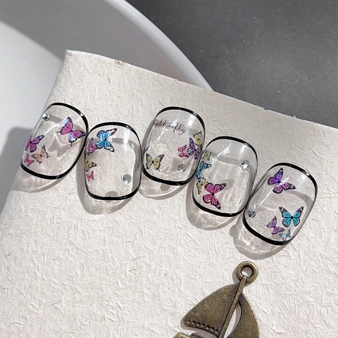 Laser Holographic Butterfly Nail Art Stickers Colorful Gradient Butterfly Design DIY Manicure Decoration For Women Accessories