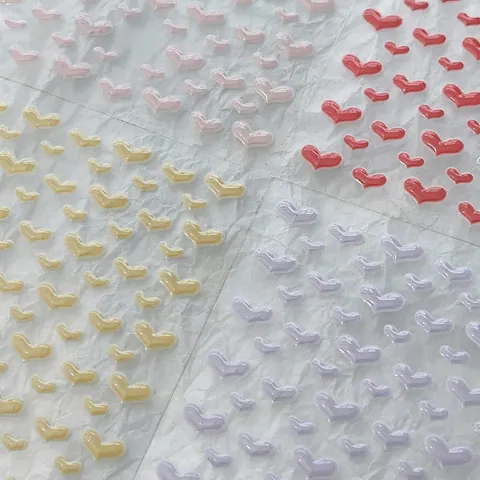 3D Embossed Heart Nail Art Stickers Jelly Gel Texture Sweet Heart Pattern DIY Self Adhesive Manicure Decoration For Women