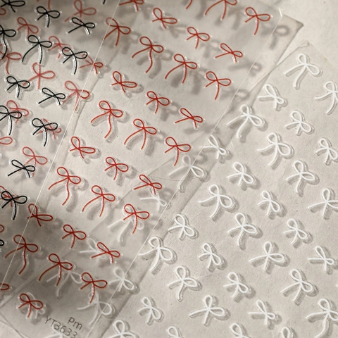 Sweet Bowknot Nail Art Stickers Dimensional Self Adhesive Manicure Decoration For Women Red Black White DIY Nail Decals