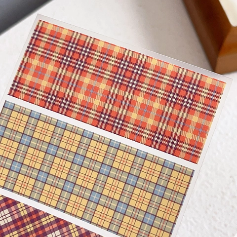 Vintage British Plaid Nail Art Stickers Retro Geometric Grid Design DIY Manicure Adhesive Decals For Women Nail Decoration