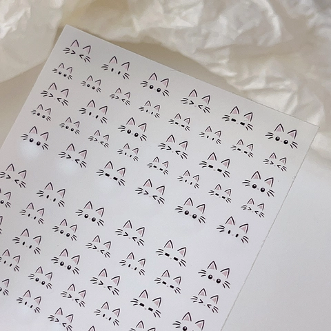 Cute Cartoon Cat Face Nail Art Stickers DIY Manicure Decoration Kitty Expressions Self Adhesive Decals For Women Girls