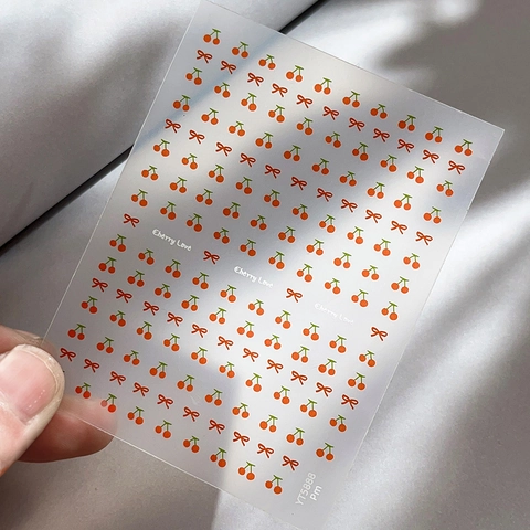 Adesivi per Unghie a Forma di Ciliegia e Fiocco in PET Autoadesivi Decorazione Fai da Te Accessori per la Cura delle Unghie