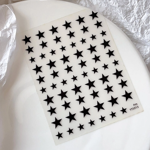 Star Pattern Nail Art Stickers Colorful Pentagram Decals For DIY Manicure Decoration Minimalist Sweet Style For Women
