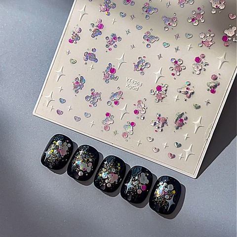 Laser Pailletten Gelee Nagelaufkleber Herz Stern Funkelnd Dopamin Stil Nageldekoration Für Damen DIY Maniküre Zubehör