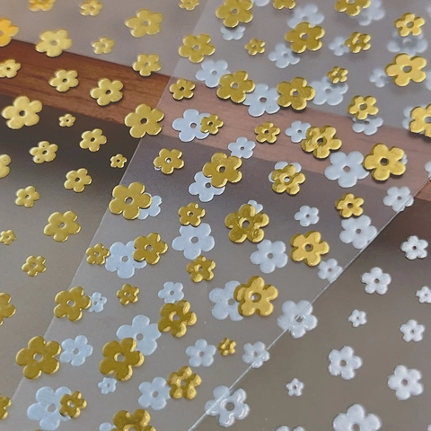 Goud Zilver Bloem Nagelstickers 3D Metallic Floral Nagel Decals Bronzen Minimalistisch Lief DIY Manicure Decoratie Voor Dames