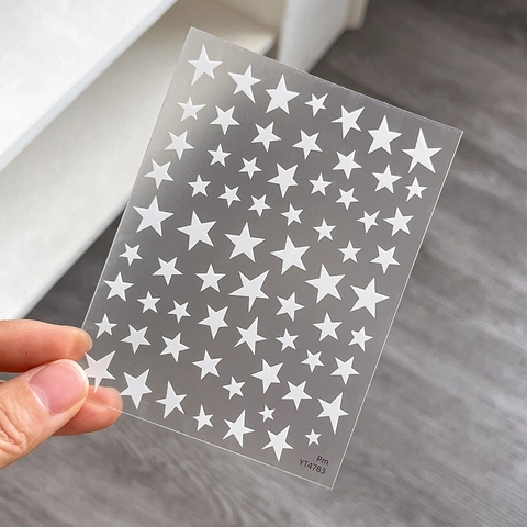 Star Nail Art Stickers Five Pointed Star Laser Gold Silver Black White Blue Pink DIY Manicure Decor Decals For Women