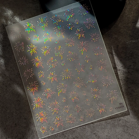 Pegatinas Uñas Láser Holográfico Diseño Fuegos Artificiales Autoadhesivo Para Mujer Decoraciones De Uñas DIY Diseños Accesorio